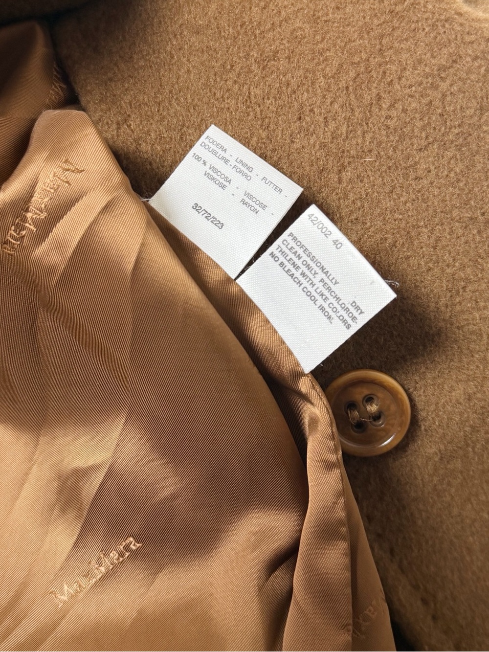 Max Mara Vintage 90s Camel Wool Cashmere Short Coat - White Tag Made in Italy - Picture 9 of 11